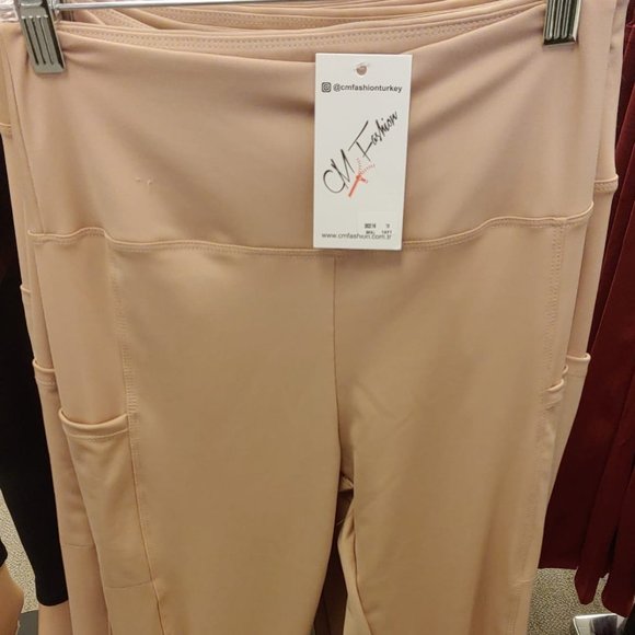CM Fashion Womens Skin Color Leggings, With Pockets - Picture 7 of 9